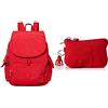 Kipling City Pack S, Backpacks Donna, Red Rouge, 19x27x33.5 cm+Pouches/Cases - Custodia da donna Red Rouge, 4 x 14.5 x 9.5 cm