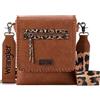Wrangler Borsa a tracolla da donna in tessuto western con tracolla per chitarra, Marrone Taos Scuro