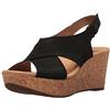 Clarks Donna Annadel Eirwyn Sandali con zeppa, Pelle nabuk nera, 44 C/D EUR