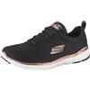 Skechers Flex Appeal 3.0 First Insight, Sneakers Donna, Nero Black Mesh Rose Gold Trim, 35 EU