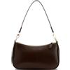 POFUOT Piccola borsa a tracolla da donna, in pelle vegana, pochette hobo, Marrone scuro