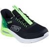 Skechers Bambini e ragazzi Microspec Max Brisk-Stripe Slip-In ALLENATRICE, Black Textile / Synthetic / Lime Trim, 27 EU