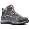 Columbia Crestwood Mid Wp, Scarponi da trekking ed escursionismo impermeabili a vita media Donna, Graphite Daredevil, 37 EU