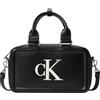 Calvin Klein Donna Borsa a Tracolla Bold Elongated Mini Tote con Zip, Nero (Black/White), Taglia Unica