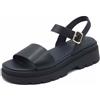 Geox D ADACTER S D, Sandalo Piatto Donna, Black, 40 EU