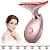 NIEOUIP Massaggiatore Viso, 7 Colori Radiofrequenza Viso, 3 Modalità Dispositivo di Bellezza Antirughe, 45°C EMS Gua Sha, Doppio Mento Lifting Strumento Guasha Viso per Tonificare Jawliner Pulizia, Oro Rosa