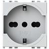 4box - Presa Elettrica Tipo P40 2P+T Compatibile con Vimar® Plana™. Permette di collegare una spina Schuko oppure una spina da 10 o 16A senza adattatori. Installazione facile. Colore Bianco