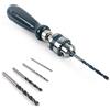 QWORK® Trapano a Mano di Precisione con 5 Mini Punte Trapano Elicoidali (1,5-5mm), Utensili per Foratura per Legno Gioielli Plastica