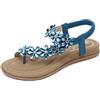 Zoerea Sandali Piatti da Donna da Estate Strass Fiore Bohemia Flip Flop Spiaggia Estivi Scarpe Casual Open Toe Tacco Piatto Stile 2 Blu,40 EU