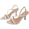 Generico Sandalo Donna OVYE' in Pelle con Cinturini ad Intreccio e Tacco Alto 7 cm Colore Burro Numero 38