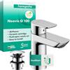 hansgrohe Neovis Q 71357000 - Rubinetto per lavabo con scarico push-open in metallo, risparmio energetico (CoolStart), rubinetto bagno con beccuccio altezza 96 mm, miscelatore a risparmio idrico