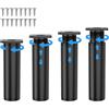 Kolamom Set di 4 piedini per mobili regolabili in altezza, in PVC, 12-14 cm, rotondi, nero, portata fino a 200 kg, gambe universali per divano, tavolino da caffè, mobile TV e armadietto da bagno