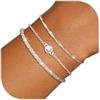 Aidenn Set di 3 Bracciali in Argento Sterling 925 per Donna con Zirconia, Braccialetti Regolabili e Impilabili, Gioielli da Regalo per Donne e Ragazze, 16.5 cm, Argento