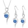 Cangall Set di gioielli da donna, in argento sterling 925, collana e orecchini da appendere con zirconi cubici, 45 + 5 cm, ciondolo con orecchini in argento, regalo d'amore per la festa della mamma,