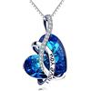 AOBOCO Cuore in argento sterling I Love You Collana da donna con cristalli, regalo di compleanno per le donne fidanzato (l Love You (Blue))