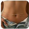 WATEFOER Catena da Vita in Oro per Donna, Catena da Pancia Stratificata in Oro 18K con Zirconi Regolabile Impermeabile Sexy Bikini Catene, Catene da Corpo Estive Accessori da Spiaggia Moda (A)