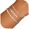Aidenn Set di 3 Bracciali in Argento Sterling 925 per Donna, con Zirconia, Braccialetti Regolabili e Impilabili, Gioielli da Regalo per Donne e Ragazze, 16.5 cm, Argento
