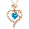 CDE Collana Oro Rosa Cuore Pendente Pietra di Nascita Gioielli per Lei | Argento S925 Gioielli Idee Regalo Donna Compleanno Natale Anniversario San Valentino per Fidanzata Amica Moglie Mamma
