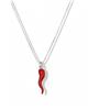 Argenteria MB Collana Donna Argento con Cornetto Portafortuna, Pendente Smaltato, Disponibile in Vari Colori, Idea Regalo Originale Elegante (Rosso)
