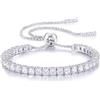 Winyolove Bracciale da donna in argento Sterling 925, ipoallergenico, regolabile, colore D, purezza, VVS1, con diamanti solitari, regalo di compleanno e San Valentino, Argento sterling, Moissanite