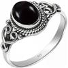 HIMALYA QUARTZ Anello in onice nero, argento sterling 925, anello con pietra preziosa naturale al 100%, anello da uomo e da donna, anello vintage boho fatto a mano, forma ovale, 6x8 mm, anello di fidanzamento