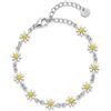 Mädelswelt Bracciale da donna e ragazza, con margherite, placcato in oro 18 carati, in acciaio inox, impermeabile, lunghezza 16 cm + 5 cm