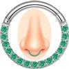Showself Piercing per setto nasale in acciaio chirurgico 14G/16G/18G, con zirconia cubica, per donne e uomini, diametro 6 mm, 7 mm, 8 mm, 9 mm, 10 mm, colore gemma blu, viola, rosa, trasparente, nero, verde