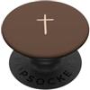 Tiny Meaning Studio Mocha Latte Brown fede croce cristiana disegnata a mano PopSockets PopGrip Adesivo