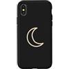 Tiny Meaning Studio Custodia per iPhone X/XS Luna crescente disegnata a mano nera morbida minimalista celeste