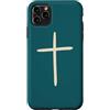 Tiny Meaning Studio Custodia per iPhone 11 Pro Max Fede minimalista disegnata a mano della croce cristiana blu blu profondo