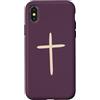 Tiny Meaning Studio Custodia per iPhone X/XS Fede minimalista della croce cristiana disegnata a mano viola prugna profonda