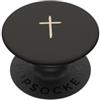 Tiny Meaning Studio Fede minimalista della croce cristiana disegnata a mano grigio antracite PopSockets PopGrip Adesivo