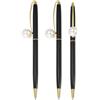 PATIKIL 3Pcs Penna A Sfera Metallo Decorativa Penna A Sfera 1.0mm Nero | Con Perle, Per Appunti Matrimonio Diario Regalo Ufficio, Con Perle