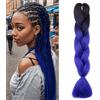 Benehair Extension per capelli Jumbo in capelli sintetici intrecciati con ombre, per donna e ragazza, nero/blu scuro, 60 cm