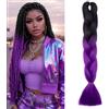 Benehair Braids - Extension per capelli sintetici Ombre Jumbo da intrecciare, per donne e ragazze, 60 cm, colore: Nero/Viola