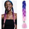 Benehair Extensioni per capelli sintetici Ombre Jumbo da intrecciare in confezione di trecce, extensioni per capelli intrecciati, per donne e ragazze, blu/viola/rosa, 60 cm