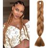 Benehair Extension Per Treccine Africane 60 cm Treccia Capelli Extension Colorate Jumbo Treccia Finta Capelli Fibra Sintetica Extensions per Treccine Marrone scuro