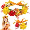 HuaMuDM Copricapo per Capelli con Fiori,Fascia per Capelli con Corona Fiori | Archetto Ghirlanda Floreale,Boho Sposa con corona fiori,Fiori Corona Fascia Capelli
