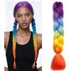 Benehair Extensioni per capelli sintetici Ombre Jumbo per trecce a scatola, per donne e ragazze, 60 cm, colore: viola, blu, giallo e arancione