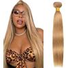 Hxxcoup Straight Bundles Human Hair #27 Honey Blonde Prolungamento Capelli Unprocessed Double Weft Weave Brazilian Remy Virgin Human Hair Extension 100g/bundle 20 Inch
