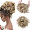 Rich Choices Extension clip capelli veri Disordinato Pelo arruffato Pezzo di capelli Scrunchies Estensioni di panino ondulato Elastico Scrunchie Chignon Coda di cavallo Biondo cenere