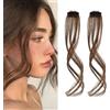 KBRPEY 2 Pezzi Frangia Clip Capelli Veri 35 cm Natural Side Air Bangs Draghi Sintetici Posticci con Tempie per Donne (Marrone B)