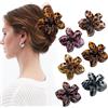 BWOOOWE 6 Pezzi Mollettone Fiore Capelli Donna Leopardato Fermaglio Grande A Forma Di Fiore Molla In Metallo Resistente Accessori Per Capelli Spessi E Sottili