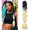 Benehair Braids - Extension per capelli sintetici Ombre Jumbo da intrecciare, per donne e ragazze, colore nero/biondo chiaro, 60 cm