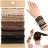 EKKONG Boho Elastici per Capelli per Donne, 20 Pezzi Elastici Intrecciati, Set di Bracciali Elastici Estensibili, Accessori per Capelli per Ragazze, Adatti a Capelli Fini Spessi Medi e Lunghi