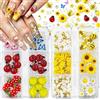 VelvetGlow Charms per unghie, set con 2 scatole di graziosi charms estivi e strass, piccoli charms in resina con api e fiori per nail art primaverile ed estiva su unghie acriliche