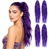 Novocloud 4 Packs Extension per Capelli Pre-stirate Viola, 26 Inch Pre-stiramento Coda Capelli Treccine Capelli Extension, Pre Stretched Braiding Capelli per Natale, Halloween, Costumi Cosplay