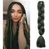 Benehair Extension Per Treccine Africane 60 cm Treccia Capelli Extension Colorate Jumbo Treccia Finta Capelli Fibra Sintetica Extensions per Treccine Verde scuro