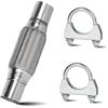 EFUTURETIME Tubo di Scarico Flessibile 45 mm, 150×250 mm, Acciaio Inox | Raccordo per Tubi con 2 Fascette, Tubo a Doppia Trecciatura, Parti di Montaggio Universale per Sistemi di Scarico