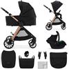 kk Kinderkraft Kinderkraft VESTO 2, passeggino trio 3 in 1, travel system neonato con carrozzina, ovetto auto MINK PRO 2, seduta reversibile, chiusura compatta, ruote EVA, Nero